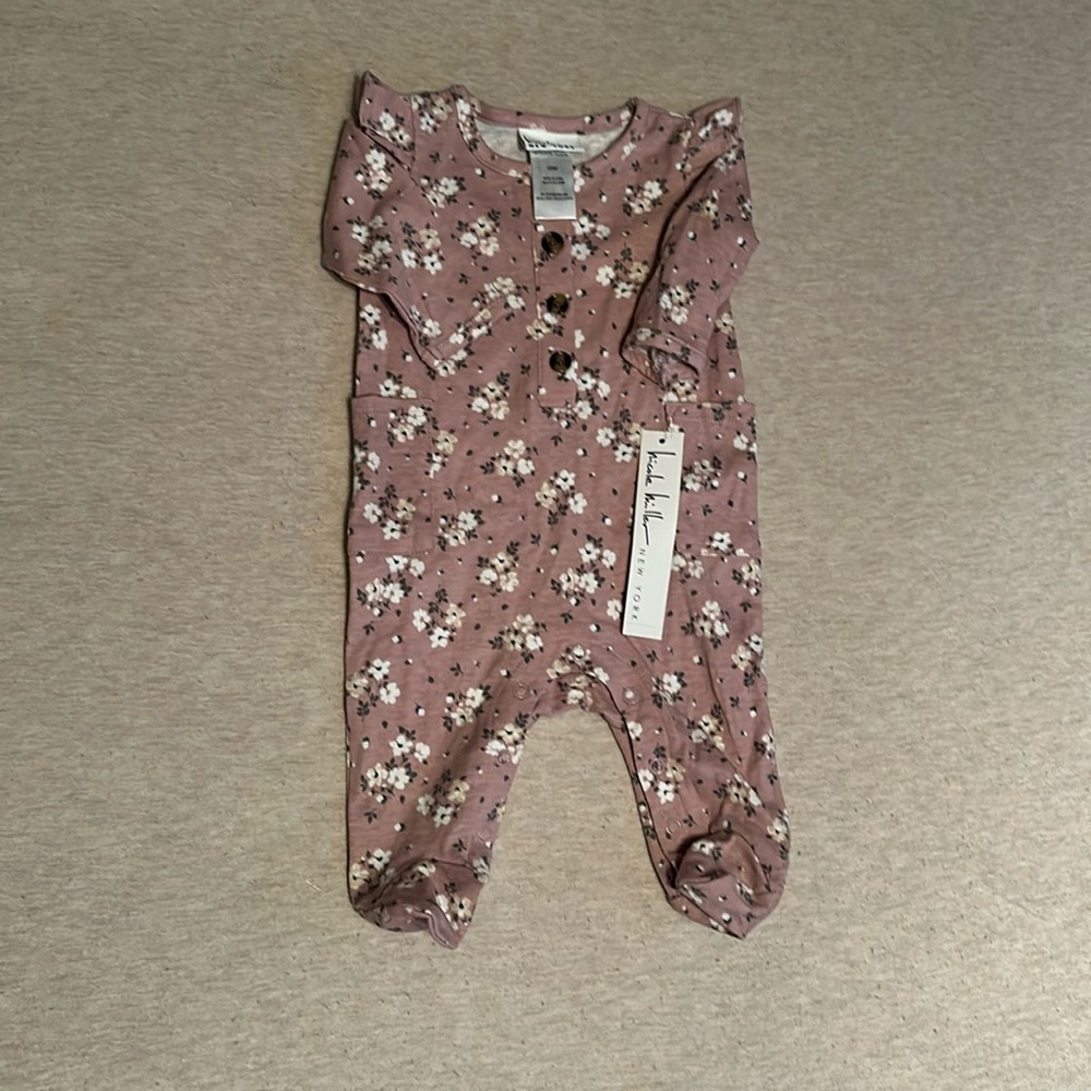 Lavender floral “Nicole Miller” baby girl onsie! New with tags!